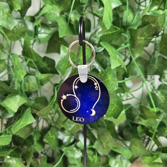 Zodiac Stars Constellation Round Key Chain (Multiple Designs Available) - Vegas Custom Creations