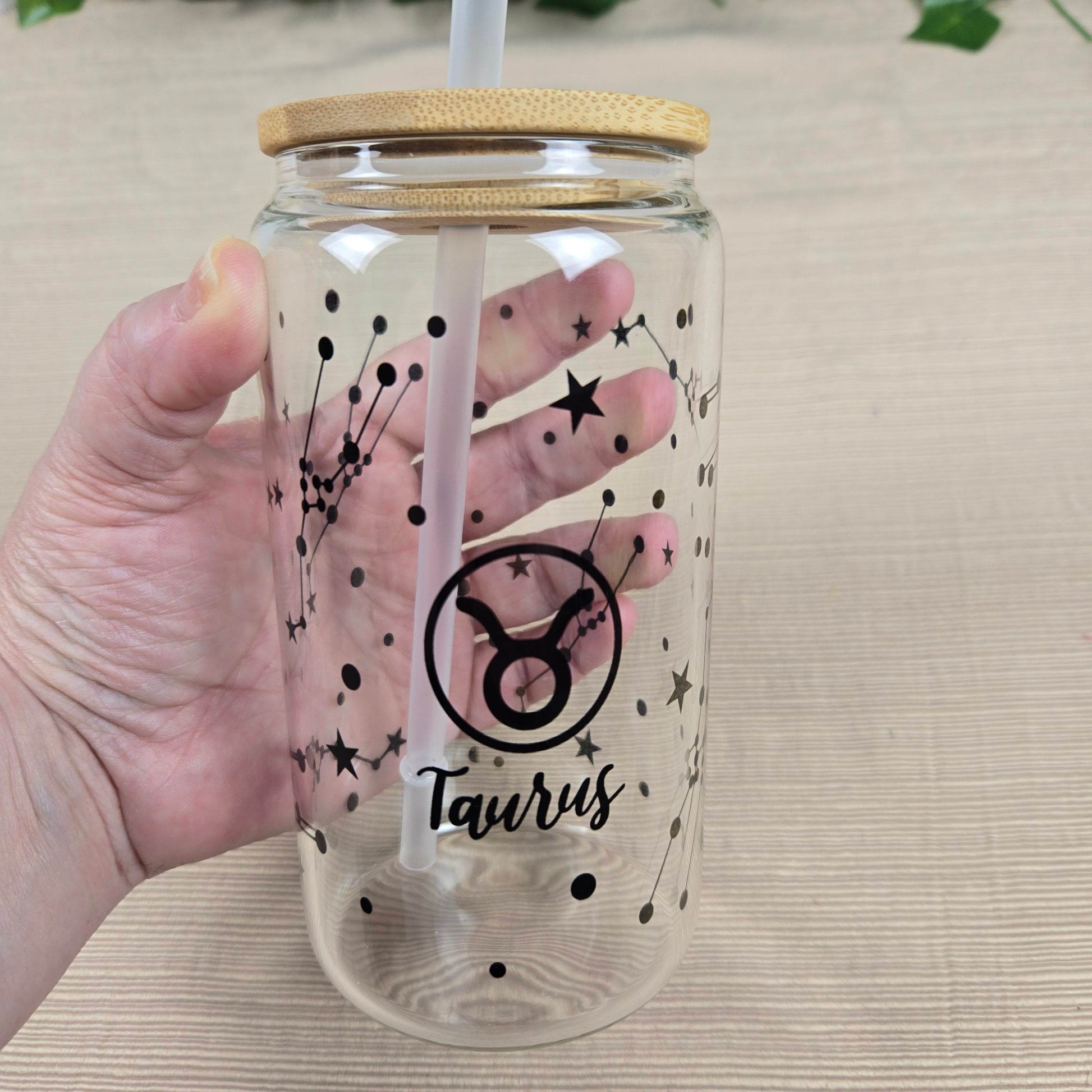 Zodiac Constellation 16oz Glass Jar Clear or Frosted (Multiple Designs Available) - Vegas Custom Creations