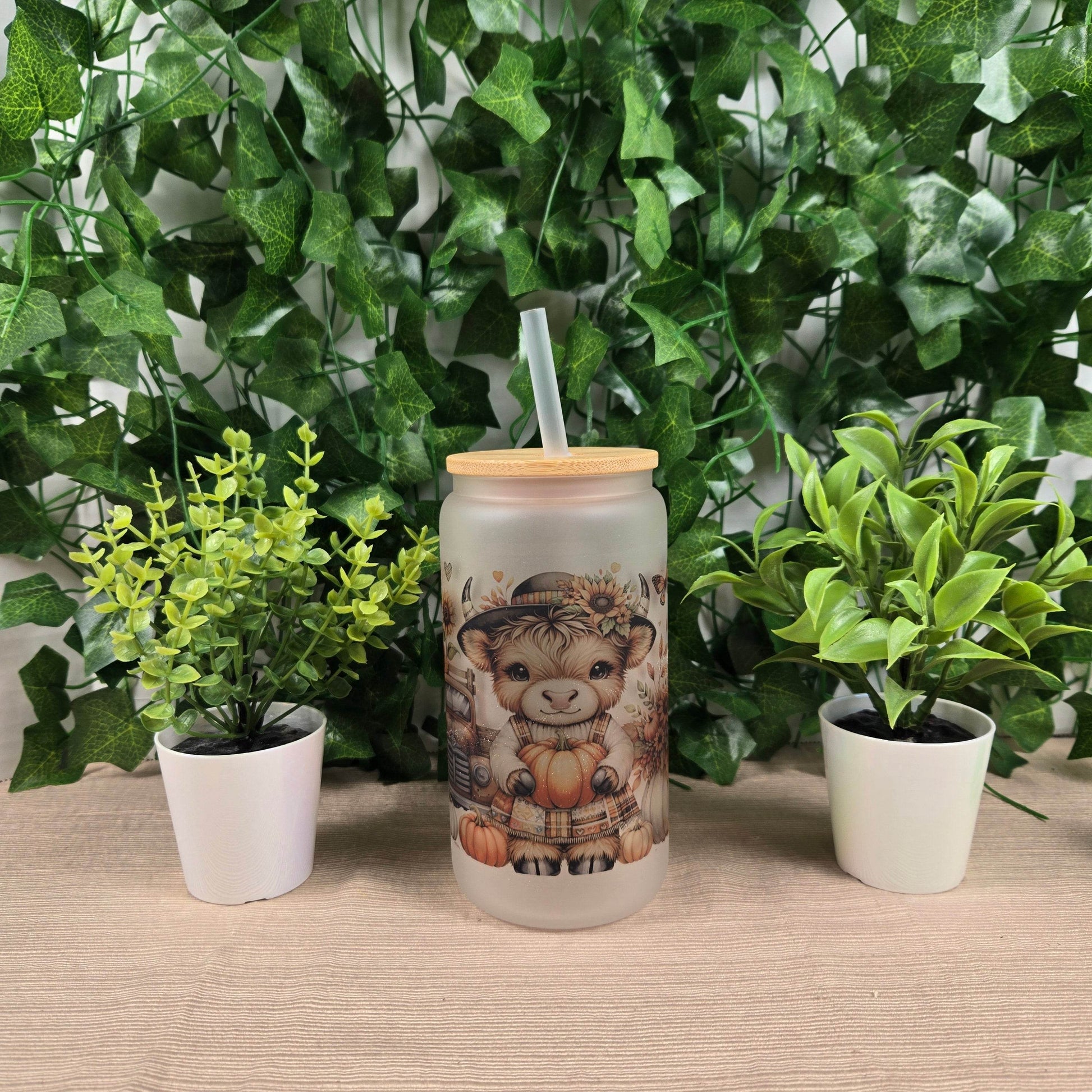 Cute Fall Vibes 16oz Glass Jar Clear or Frosted (Multiple Designs Available) - Vegas Custom Creations