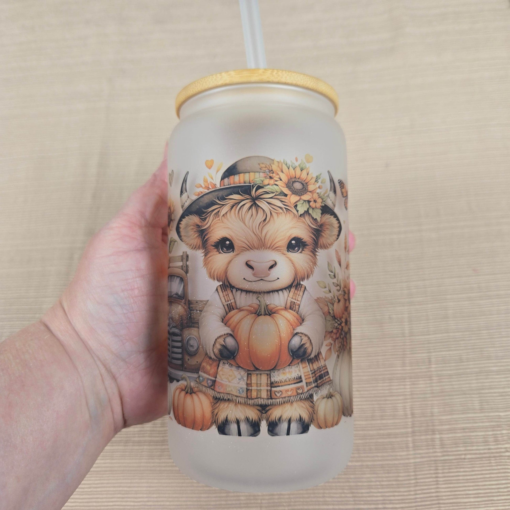 Cute Fall Vibes 16oz Glass Jar Clear or Frosted (Multiple Designs Available) - Vegas Custom Creations