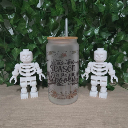 Skeleton Halloween 16oz Glass Jar Clear or Frosted (Multiple Designs Available) - Vegas Custom Creations