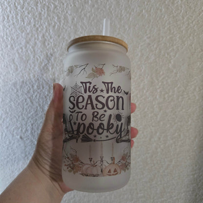 Skeleton Halloween 16oz Glass Jar Clear or Frosted (Multiple Designs Available) - Vegas Custom Creations