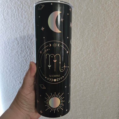 Zodiac Stars, Sun and Moon 20oz Skinny Tumbler (Multiple Designs Available) - Vegas Custom Creations