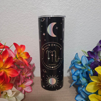 Zodiac Stars, Sun and Moon 20oz Skinny Tumbler (Multiple Designs Available) - Vegas Custom Creations