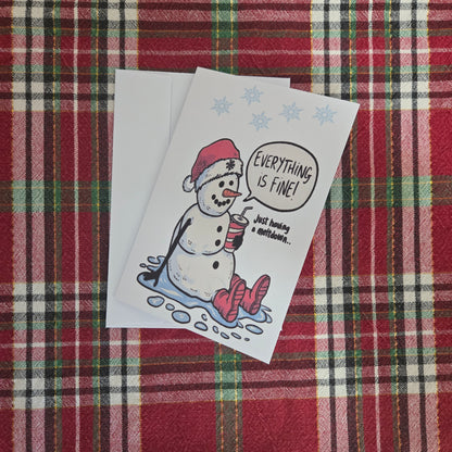 5-Pack Snowman "Everything is Fine" Christmas Cards – 4x6 with Envelopes & Stickers