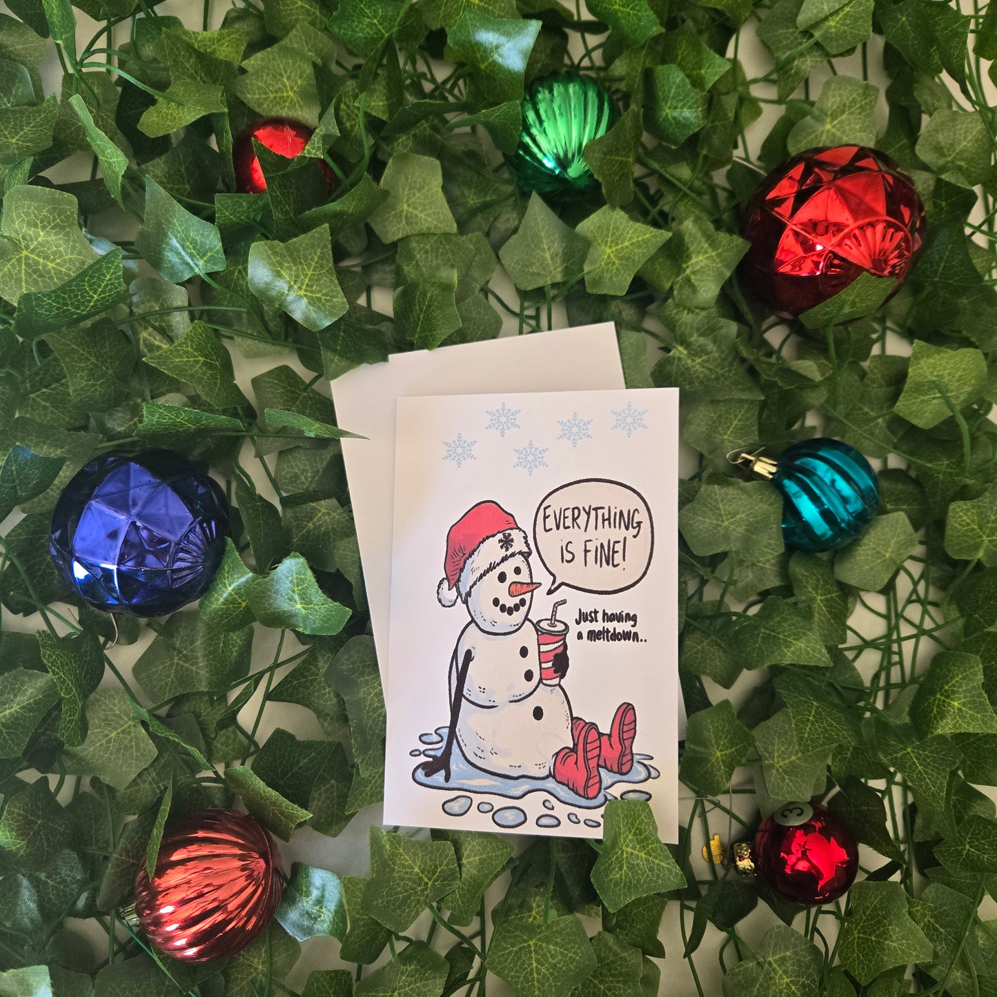 5-Pack Snowman "Everything is Fine" Christmas Cards – 4x6 with Envelopes & Stickers