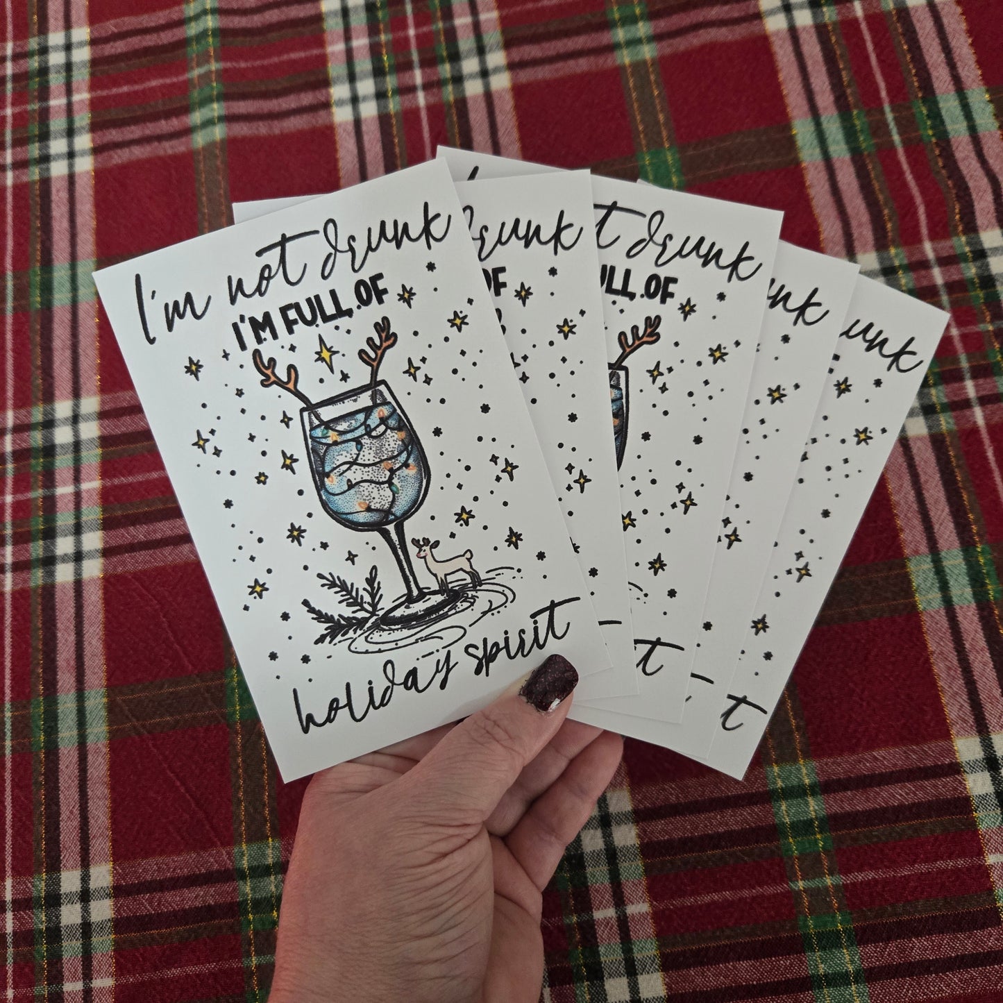 5-Pack Funny "I'm Not Drunk" Christmas Cards – 4x6 with Envelopes & Stickers