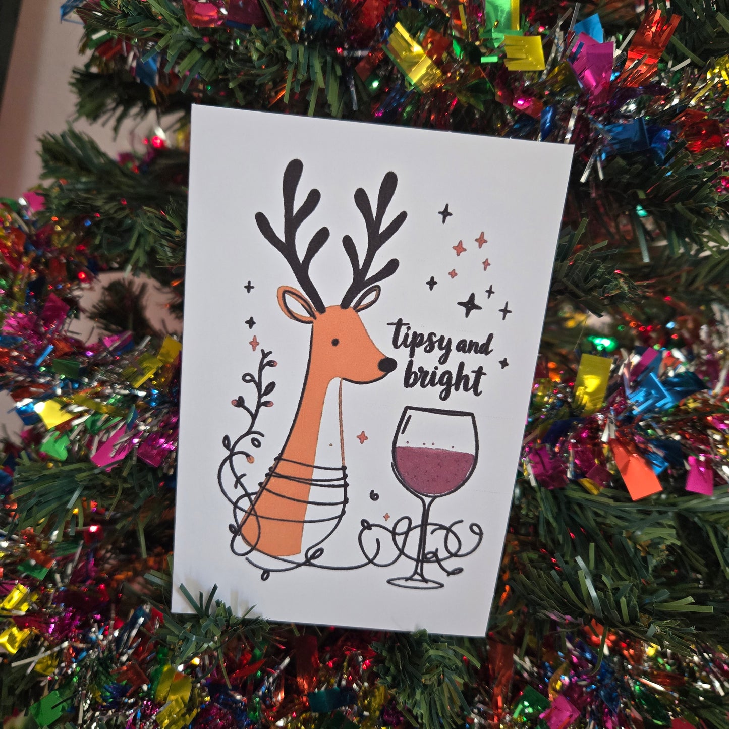 5-Pack Tipsy and Bright Christmas Cards – 4x6 with Envelopes & Stickers