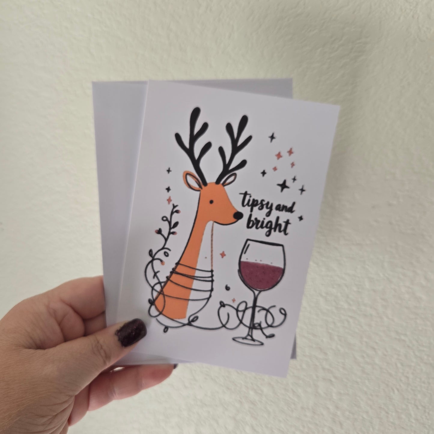 5-Pack Tipsy and Bright Christmas Cards – 4x6 with Envelopes & Stickers