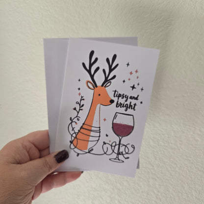 5-Pack Tipsy and Bright Christmas Cards – 4x6 with Envelopes & Stickers
