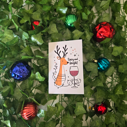 5-Pack Tipsy and Bright Christmas Cards – 4x6 with Envelopes & Stickers