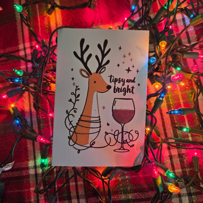 5-Pack Tipsy and Bright Christmas Cards – 4x6 with Envelopes & Stickers