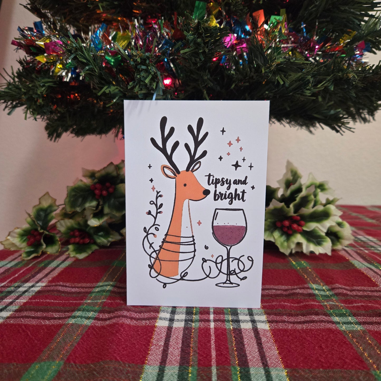 5-Pack Tipsy and Bright Christmas Cards – 4x6 with Envelopes & Stickers