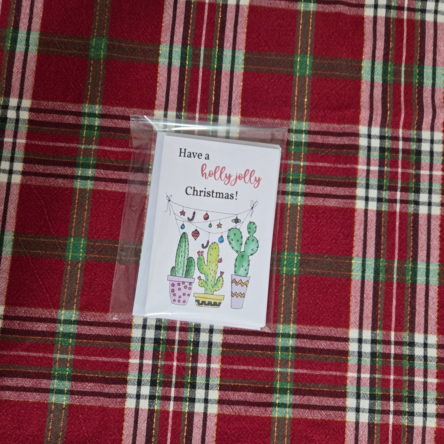 5-Pack Holly Jolly Cactus Christmas Cards – 4x6 with Envelopes & Stickers