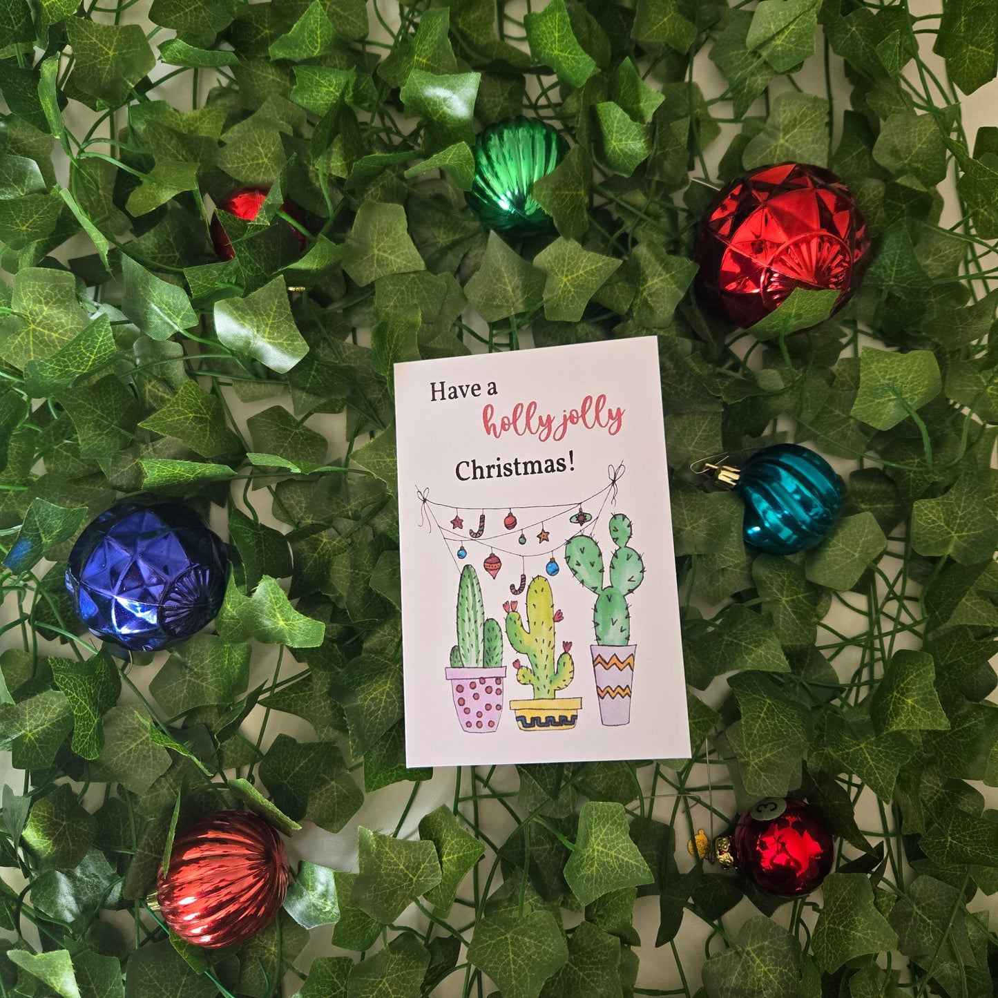 5-Pack Holly Jolly Cactus Christmas Cards – 4x6 with Envelopes & Stickers
