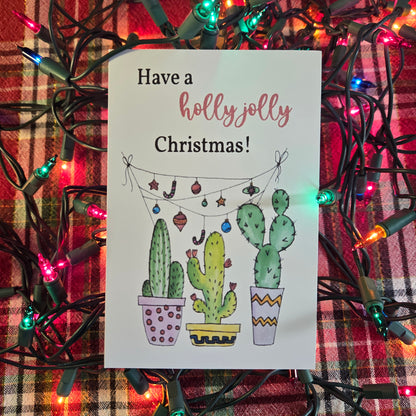 5-Pack Holly Jolly Cactus Christmas Cards – 4x6 with Envelopes & Stickers