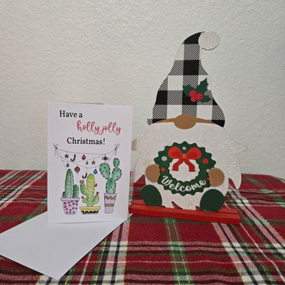 5-Pack Holly Jolly Cactus Christmas Cards – 4x6 with Envelopes & Stickers