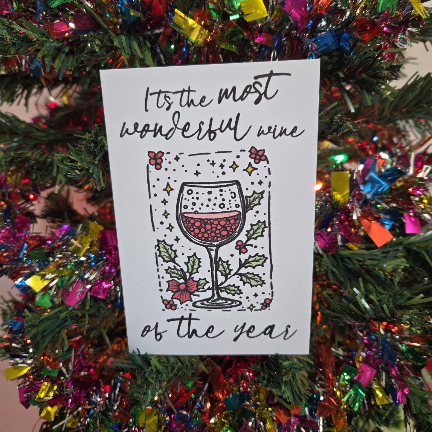 5-Pack Wine of the Year Christmas Cards – 4x6 with Envelopes & Stickers