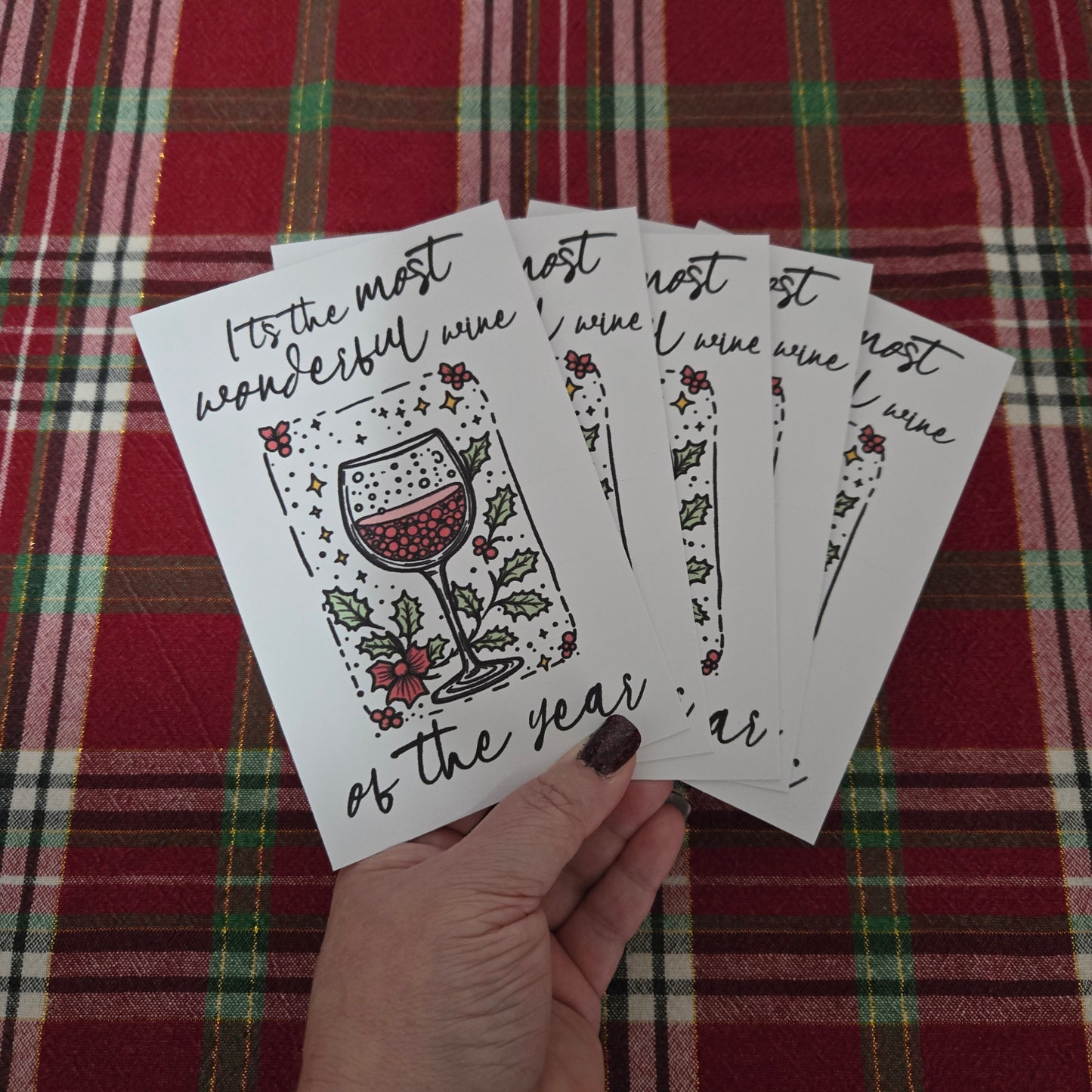 5-Pack Wine of the Year Christmas Cards – 4x6 with Envelopes & Stickers