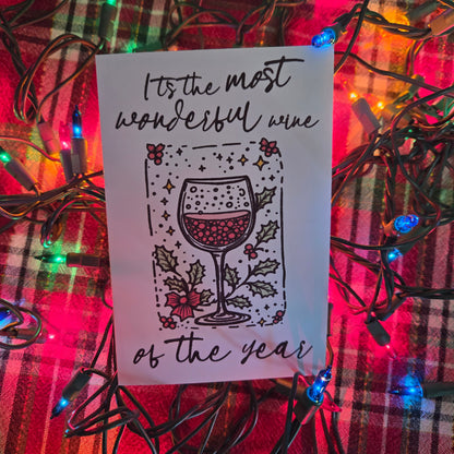 5-Pack Wine of the Year Christmas Cards – 4x6 with Envelopes & Stickers