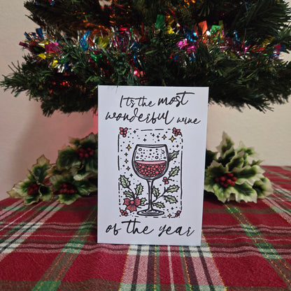 5-Pack Wine of the Year Christmas Cards – 4x6 with Envelopes & Stickers