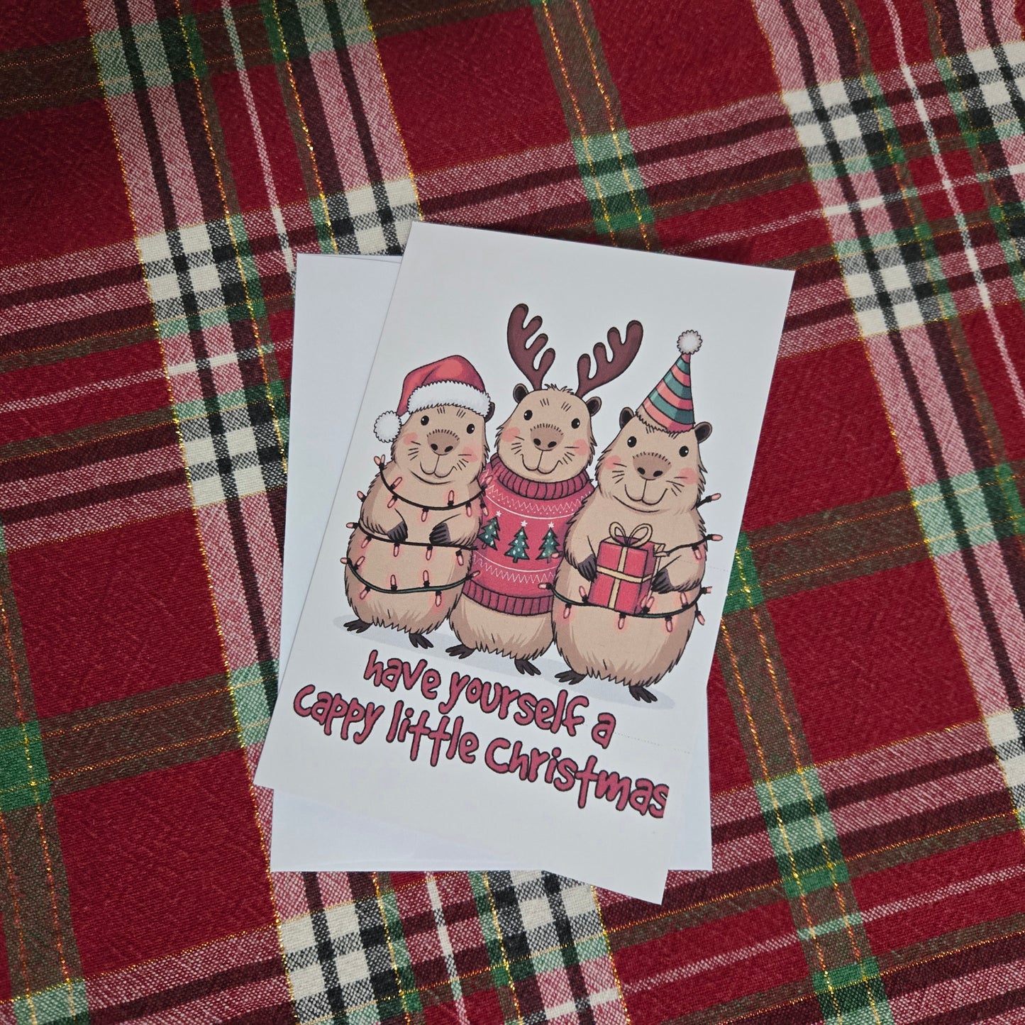5-Pack Capybara Christmas Cards – 4x6 with Envelopes & Stickers