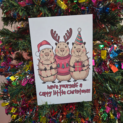 5-Pack Capybara Christmas Cards – 4x6 with Envelopes & Stickers