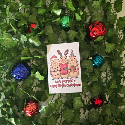 5-Pack Capybara Christmas Cards – 4x6 with Envelopes & Stickers
