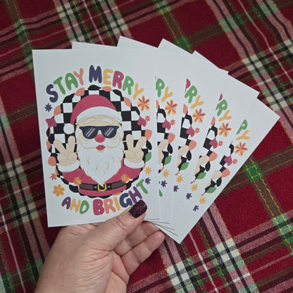 5-Pack Merry and Bright Santa Christmas Cards – 4x6 with Envelopes & Stickers