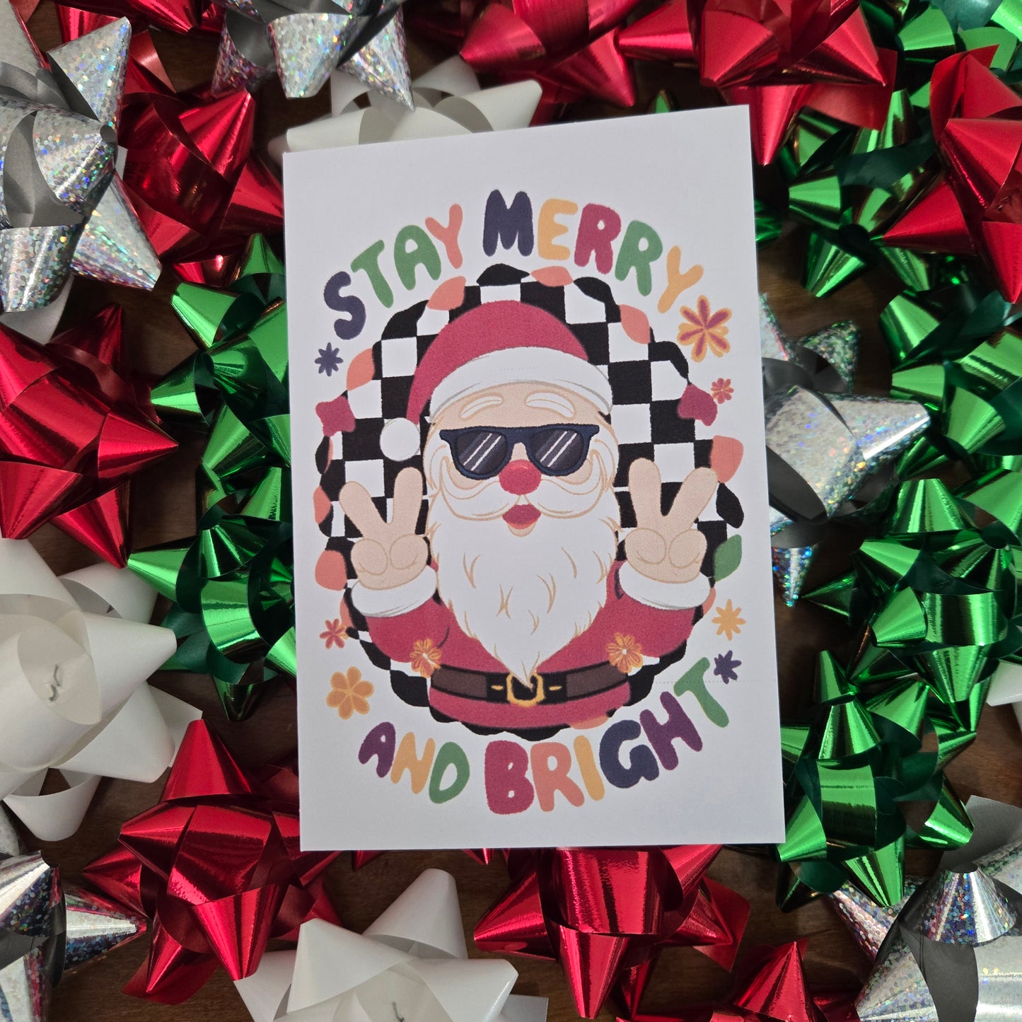 5-Pack Merry and Bright Santa Christmas Cards – 4x6 with Envelopes & Stickers