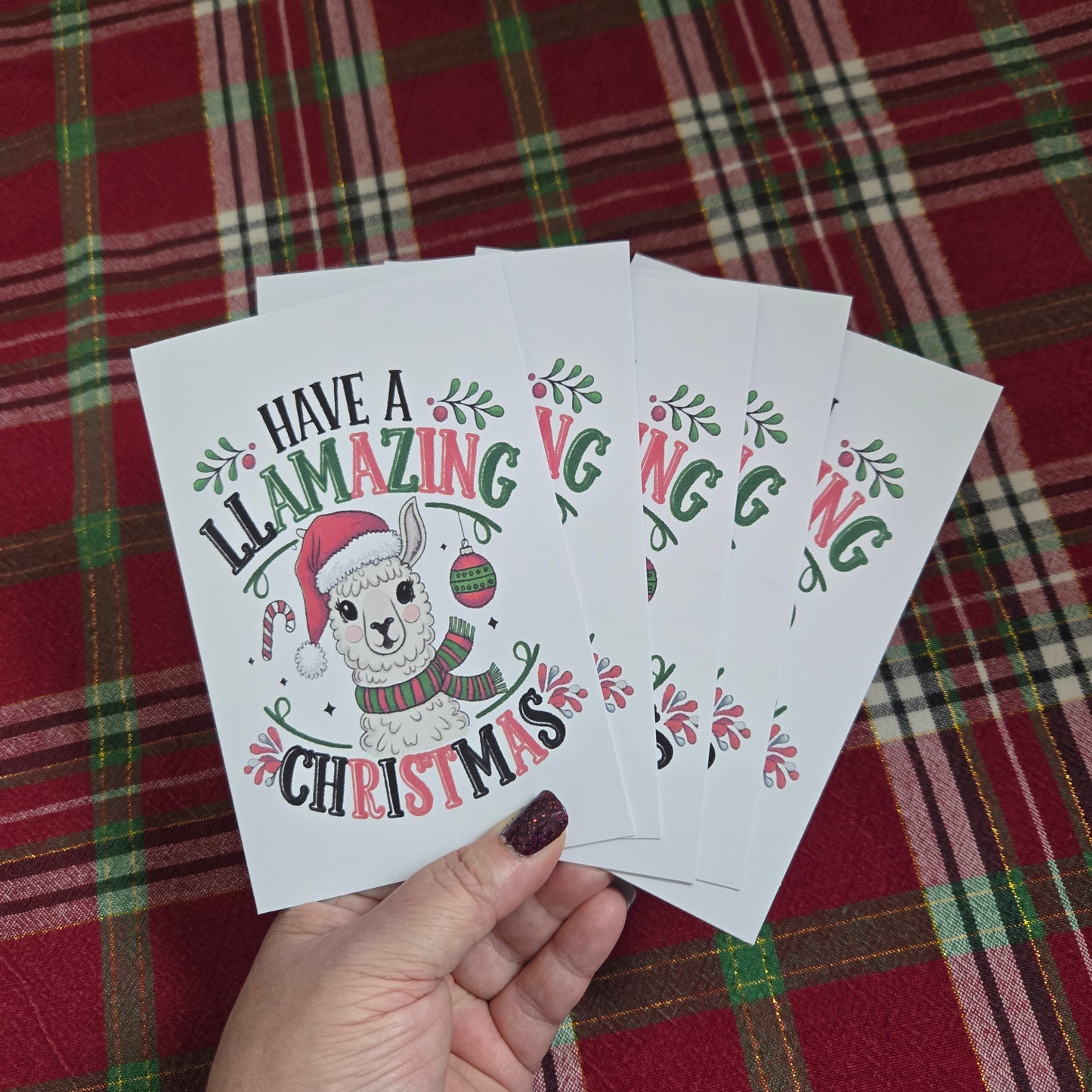 5-Pack Cute Llama Christmas Cards – 4x6 with Envelopes & Stickers