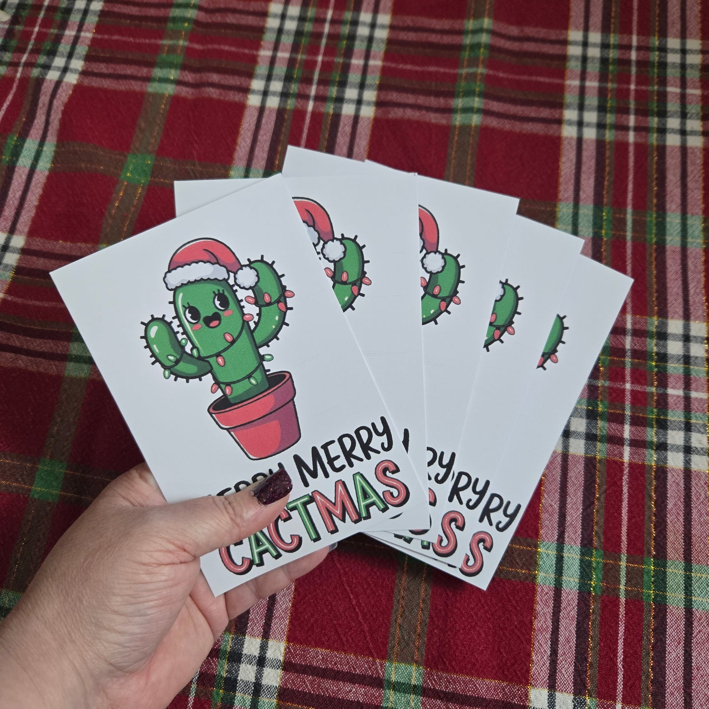 5-Pack Merry Cactmas Christmas Cards – 4x6 with Envelopes & Stickers
