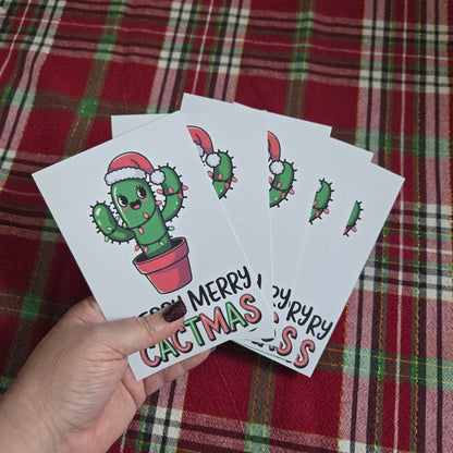 5-Pack Merry Cactmas Christmas Cards – 4x6 with Envelopes & Stickers