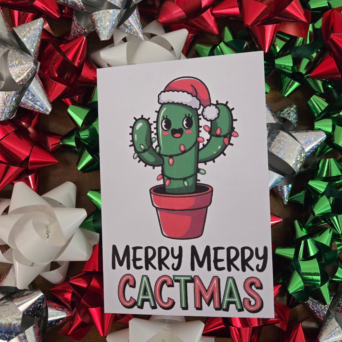 5-Pack Merry Cactmas Christmas Cards – 4x6 with Envelopes & Stickers