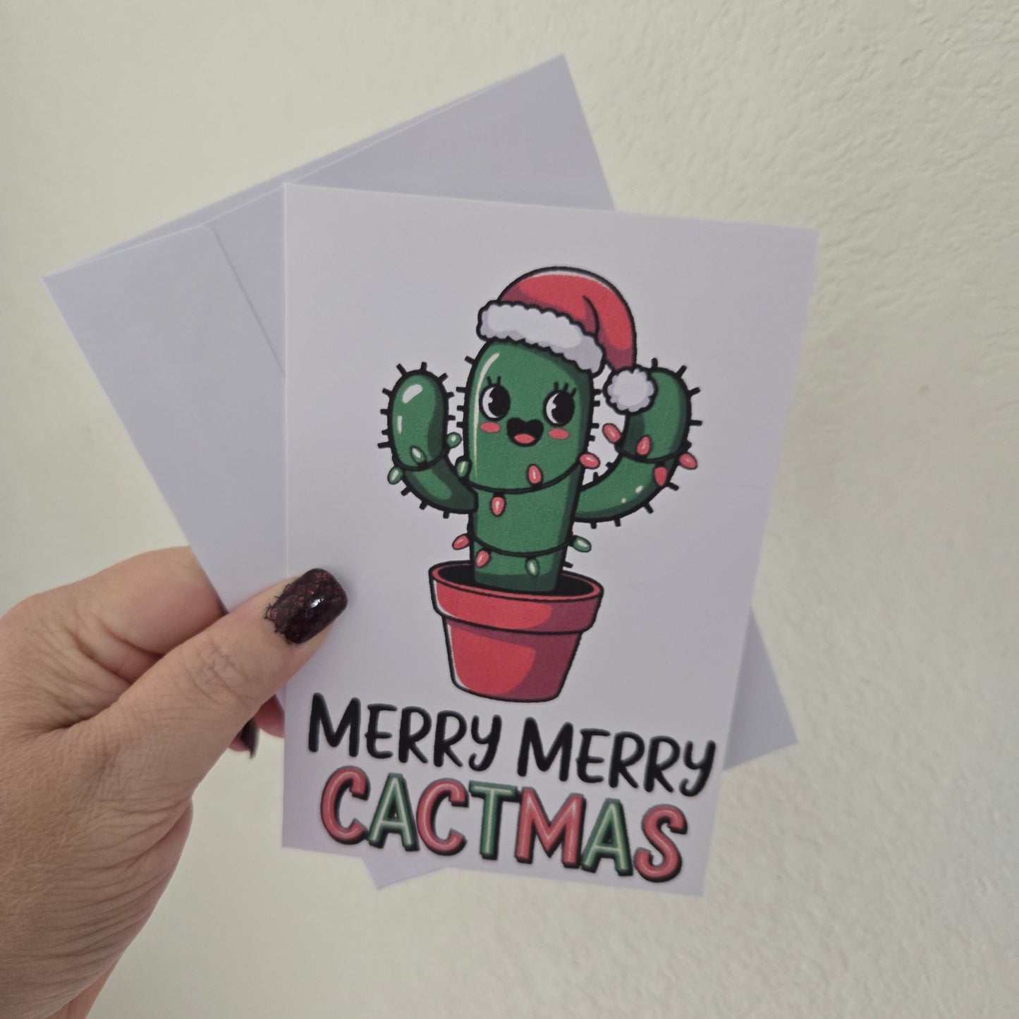 5-Pack Merry Cactmas Christmas Cards – 4x6 with Envelopes & Stickers