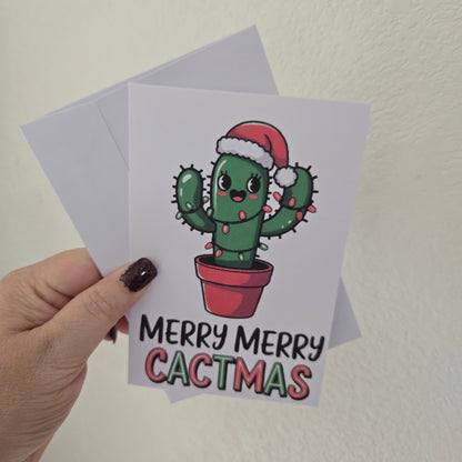 5-Pack Merry Cactmas Christmas Cards – 4x6 with Envelopes & Stickers