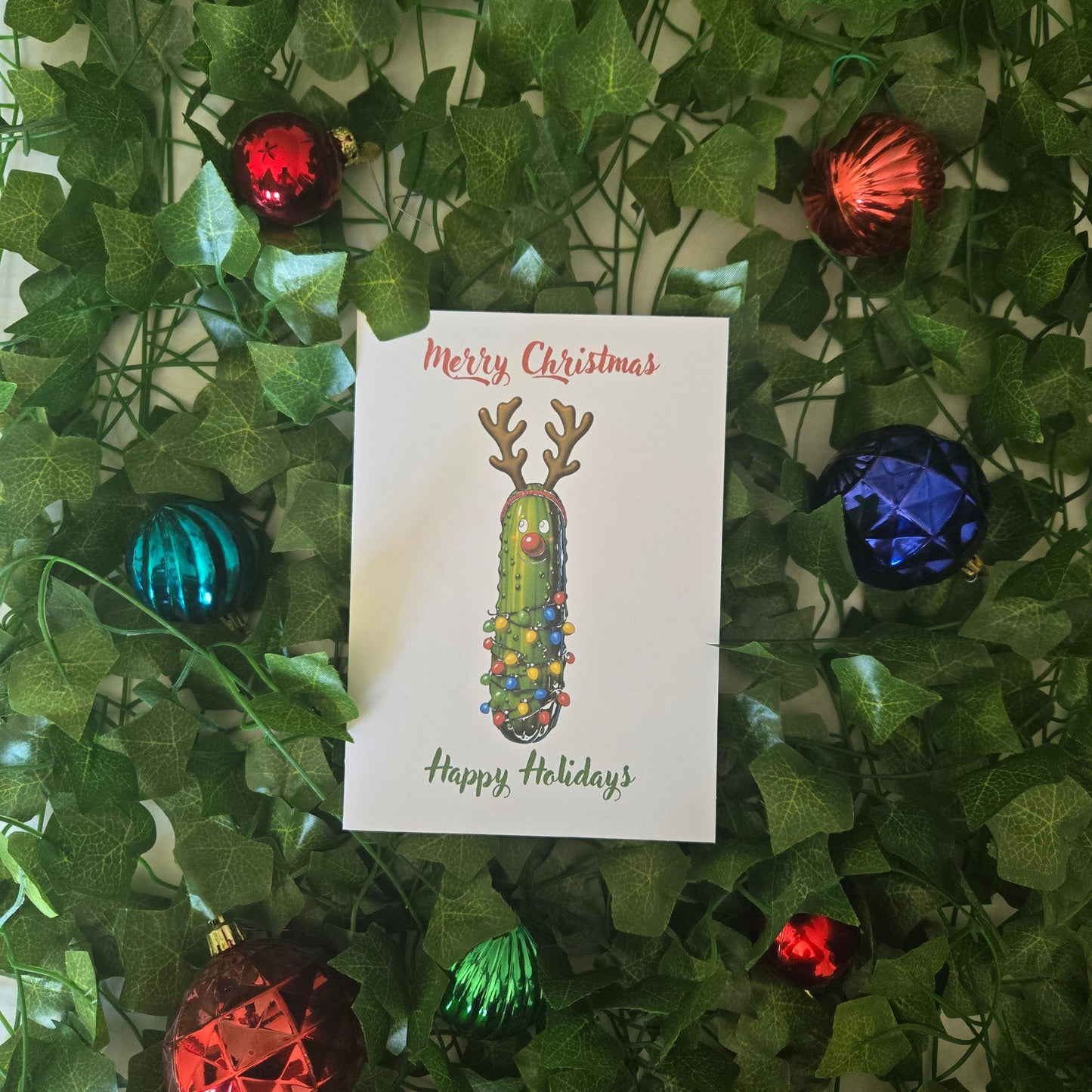 Reindeer Pickle Christmas Card