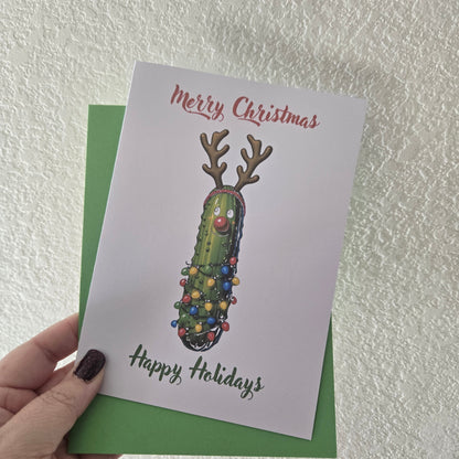Reindeer Pickle Christmas Card