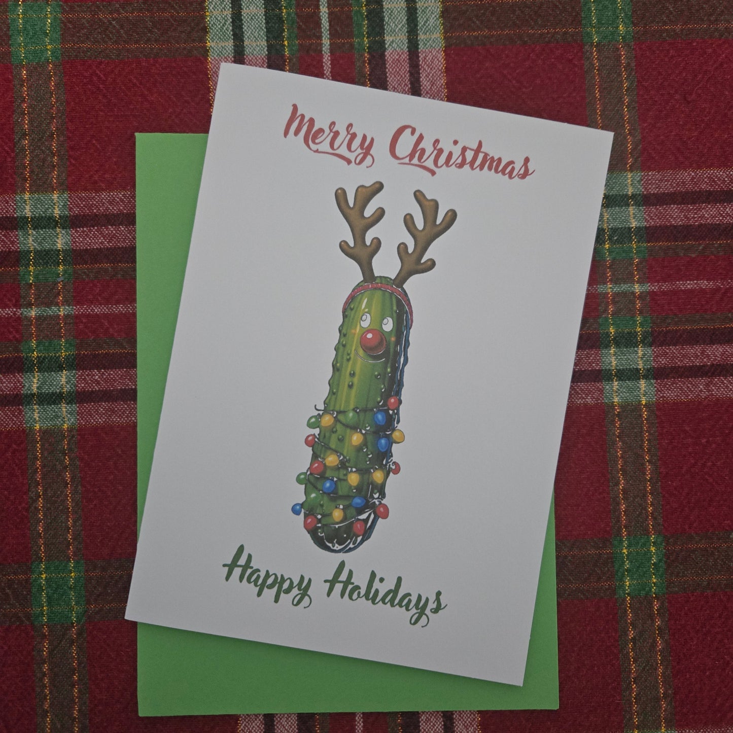 Reindeer Pickle Christmas Card