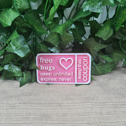 Free Hugs Coupon 3D Printed Available in Multiple Colors - Vegas Custom Creations