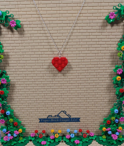 18" Silver Plated Lego® Red Heart Necklace image 1