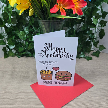 Burger and Fries Anniversay Card
