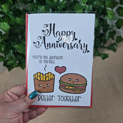 Burger and Fries Anniversay Card
