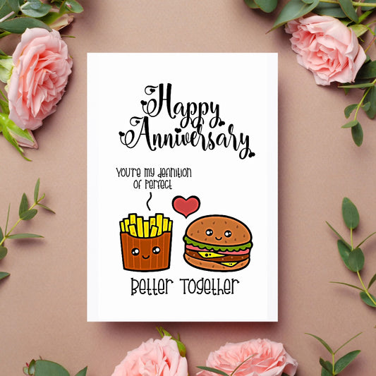 Burger and Fries Anniversay Card