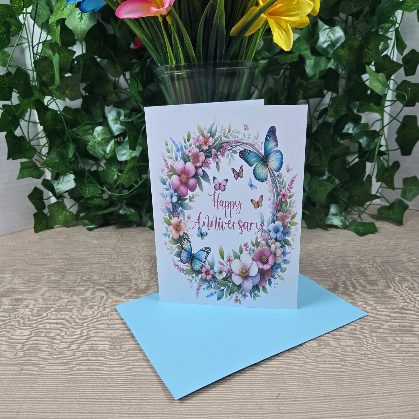 Floral Butterfly Anniversay Card