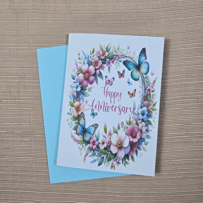 Floral Butterfly Anniversay Card