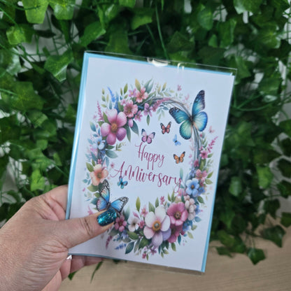 Floral Butterfly Anniversay Card
