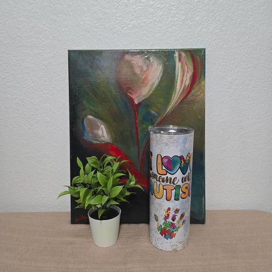 I Love Someone with Autism Puzzle and Hand print Tumbler - Vegas Custom Creations