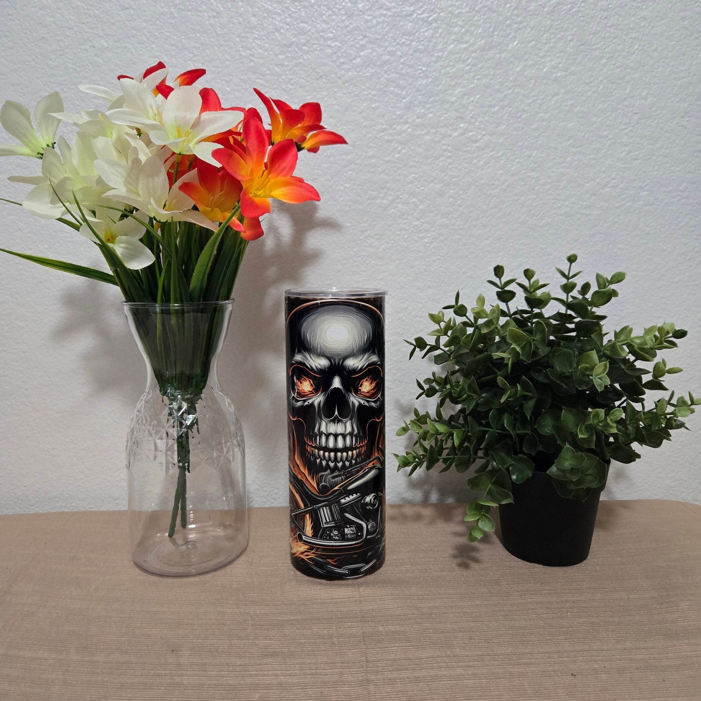 Ghost Rider Skull and Motorcycle Tumbler - Vegas Custom Creations