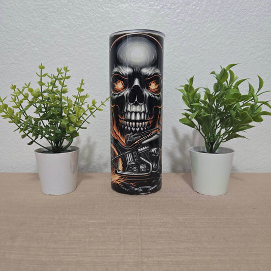 Ghost Rider Skull and Motorcycle Tumbler - Vegas Custom Creations